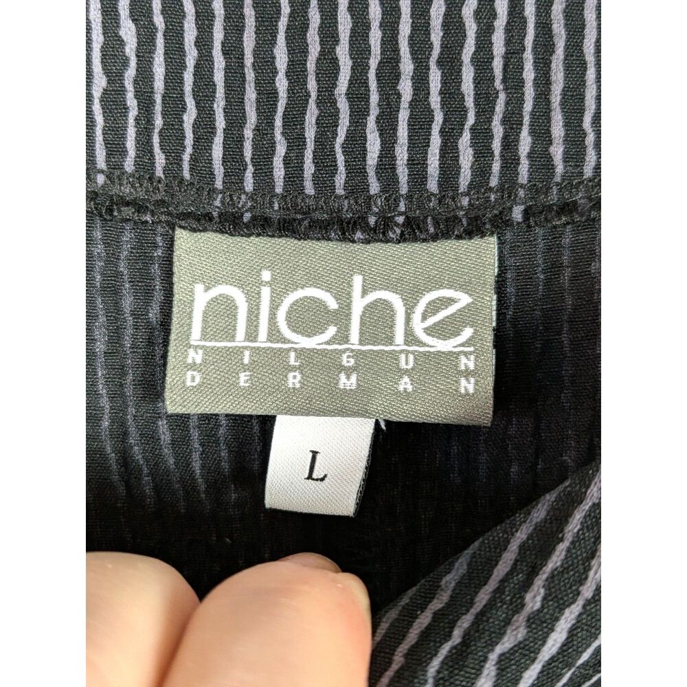 NICHE Nilgun Derman Florence Dress Black Ridge Stripe Midi Dress Lagenlook Large - Picture 8 of 9